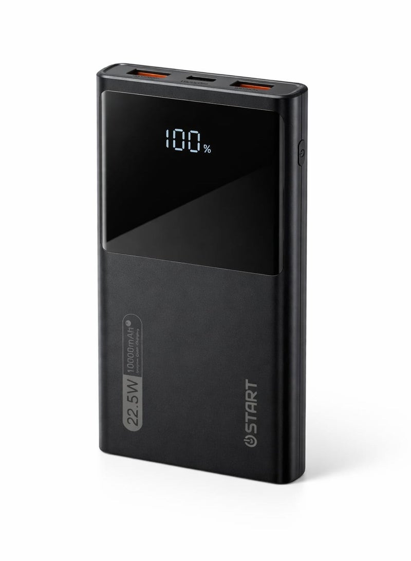 ES-19 باور بانك بي دي سعة 10000 ملي امبير شحن سريع 22.5 واط كوالكوم كويك تشارج 3.0 شاشة رقمية منافذ يو اس بي وتايب سي لاجهزة ايفون واندرويد مناسب للسفر و للطيران